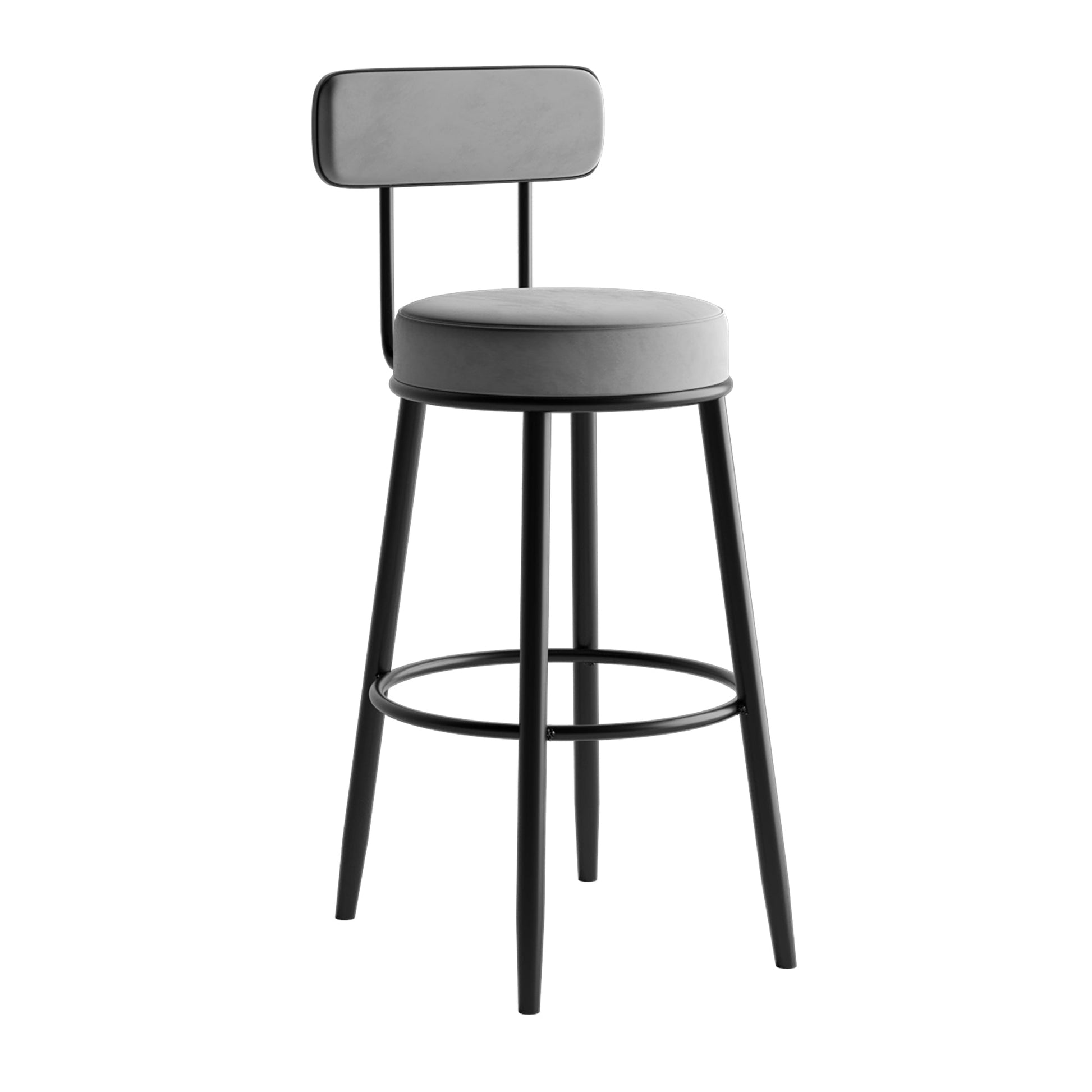 Scandinavian Velvet Footrest Bar Stool Matte Finish Low Back Home Stool Grey 1 Piece Clearhalo 'Bar Furniture' 'Bar Stools' 'bar_stools' 'furn' 'furn_bar_stools' 'Furniture' 'furniture_bar_stools' 'Kitchen & Dining Furniture' 4851099
