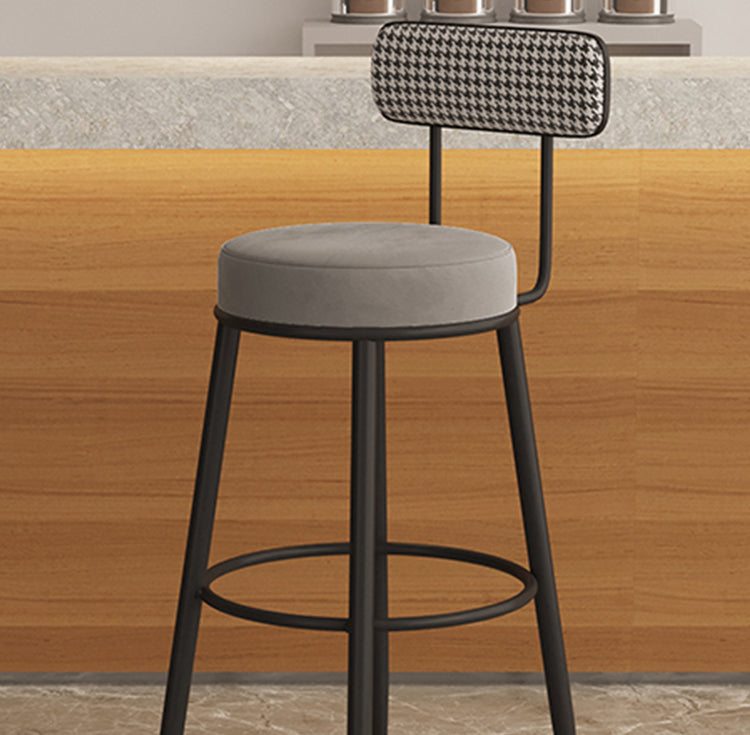 Scandinavian Velvet Footrest Bar Stool Matte Finish Low Back Home Stool Clearhalo 'Bar Furniture' 'Bar Stools' 'bar_stools' 'furn' 'furn_bar_stools' 'Furniture' 'furniture_bar_stools' 'Kitchen & Dining Furniture' 4851100
