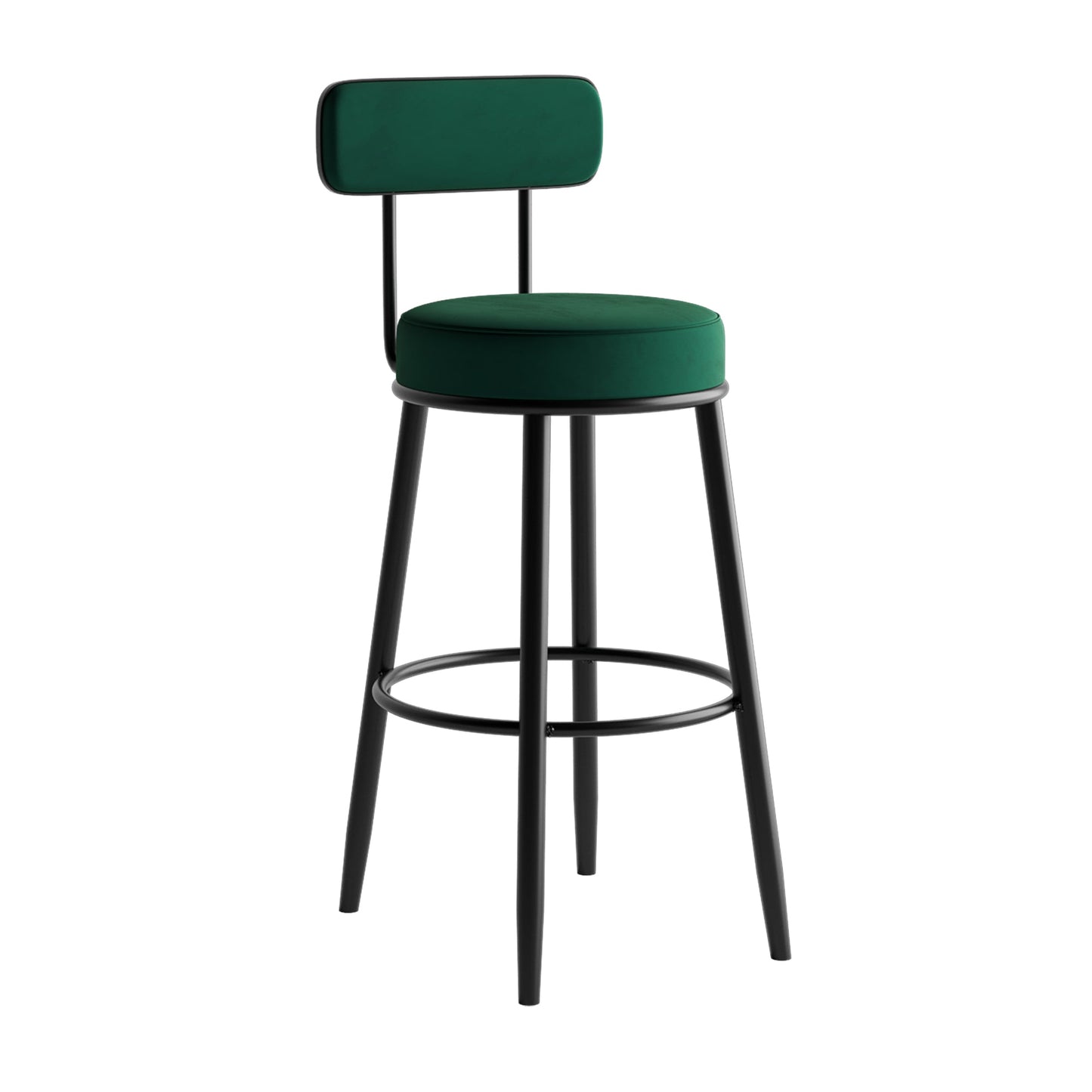 Scandinavian Velvet Footrest Bar Stool Matte Finish Low Back Home Stool Blackish Green 1 Piece Clearhalo 'Bar Furniture' 'Bar Stools' 'bar_stools' 'furn' 'furn_bar_stools' 'Furniture' 'furniture_bar_stools' 'Kitchen & Dining Furniture' 4851104