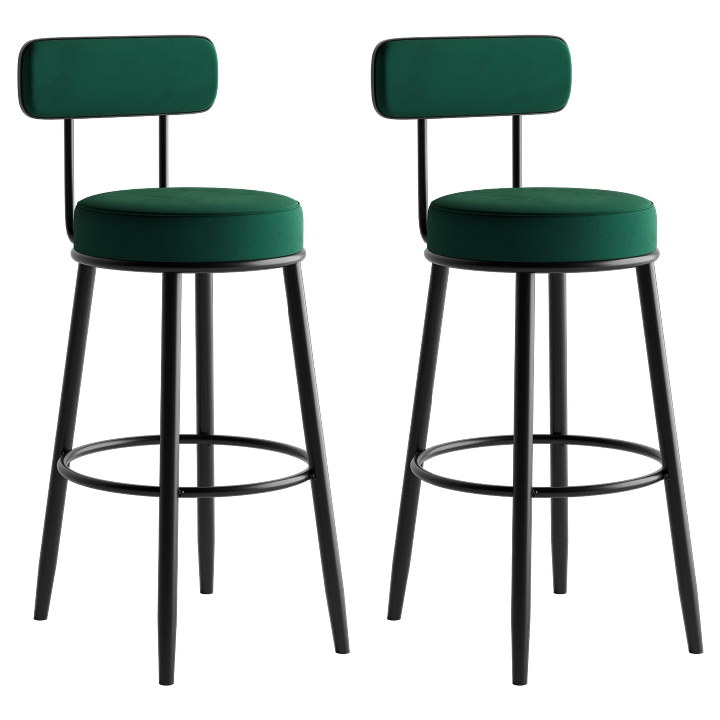 Scandinavian Velvet Footrest Bar Stool Matte Finish Low Back Home Stool Blackish Green 2 Piece Set Clearhalo 'Bar Furniture' 'Bar Stools' 'bar_stools' 'furn' 'furn_bar_stools' 'Furniture' 'furniture_bar_stools' 'Kitchen & Dining Furniture' 4851105
