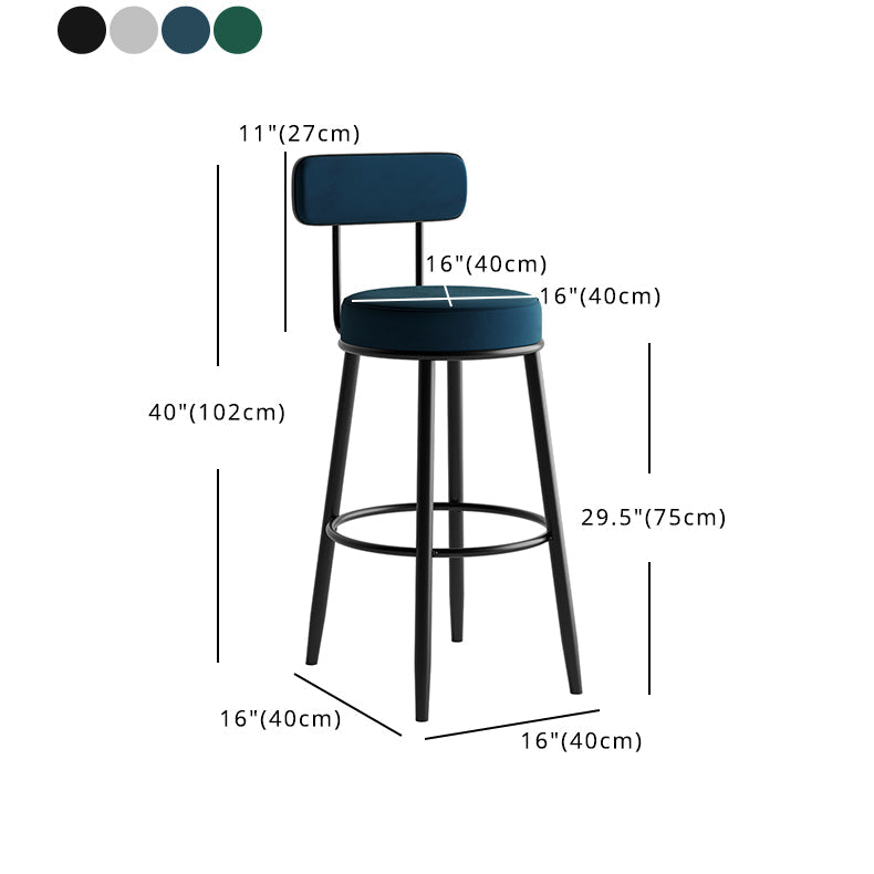 Scandinavian Velvet Footrest Bar Stool Matte Finish Low Back Home Stool Clearhalo 'Bar Furniture' 'Bar Stools' 'bar_stools' 'furn' 'furn_bar_stools' 'Furniture' 'furniture_bar_stools' 'Kitchen & Dining Furniture' 4851107