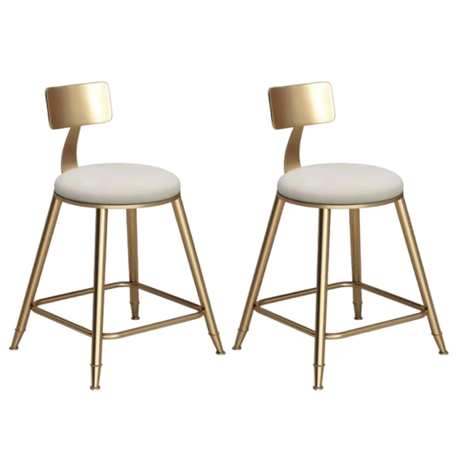 Glam Velvet Low Back Bar Stool Matte Finish Footrest Home Stool White 2 Piece Set Short Stool(18"H) Clearhalo 'Bar Furniture' 'Bar Stools' 'bar_stools' 'furn' 'furn_bar_stools' 'Furniture' 'furniture_bar_stools' 'Kitchen & Dining Furniture' 4851110