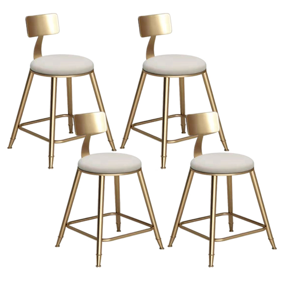 Glam Velvet Low Back Bar Stool Matte Finish Footrest Home Stool White 4 Piece Set Short Stool(18"H) Clearhalo 'Bar Furniture' 'Bar Stools' 'bar_stools' 'furn' 'furn_bar_stools' 'Furniture' 'furniture_bar_stools' 'Kitchen & Dining Furniture' 4851111