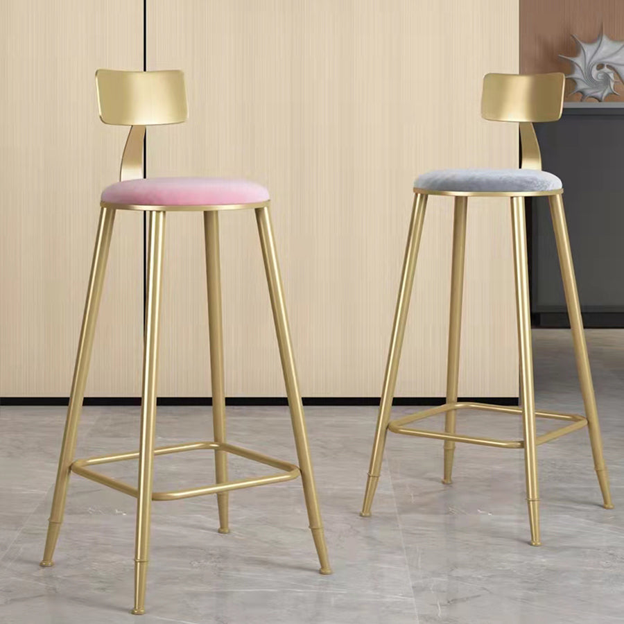Glam Velvet Low Back Bar Stool Matte Finish Footrest Home Stool Clearhalo 'Bar Furniture' 'Bar Stools' 'bar_stools' 'furn' 'furn_bar_stools' 'Furniture' 'furniture_bar_stools' 'Kitchen & Dining Furniture' 4851112