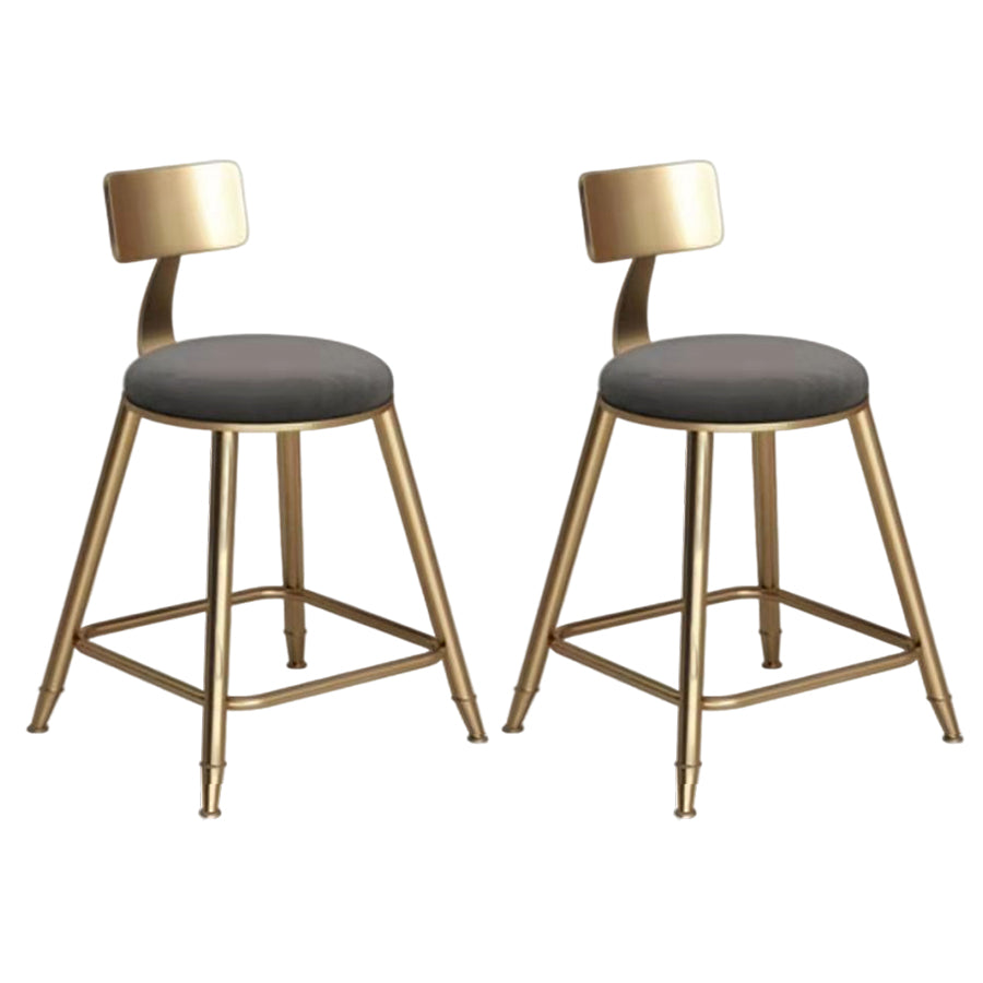Glam Velvet Low Back Bar Stool Matte Finish Footrest Home Stool Gray 2 Piece Set Short Stool(18"H) Clearhalo 'Bar Furniture' 'Bar Stools' 'bar_stools' 'furn' 'furn_bar_stools' 'Furniture' 'furniture_bar_stools' 'Kitchen & Dining Furniture' 4851115