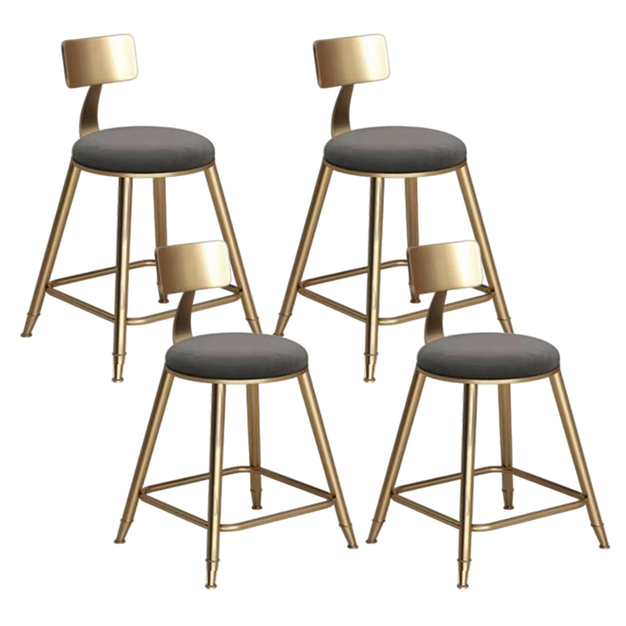 Glam Velvet Low Back Bar Stool Matte Finish Footrest Home Stool Gray 4 Piece Set Short Stool(18"H) Clearhalo 'Bar Furniture' 'Bar Stools' 'bar_stools' 'furn' 'furn_bar_stools' 'Furniture' 'furniture_bar_stools' 'Kitchen & Dining Furniture' 4851116