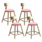Glam Velvet Low Back Bar Stool Matte Finish Footrest Home Stool Pink 4 Piece Set Short Stool(18"H) Clearhalo 'Bar Furniture' 'Bar Stools' 'bar_stools' 'furn' 'furn_bar_stools' 'Furniture' 'furniture_bar_stools' 'Kitchen & Dining Furniture' 4851120