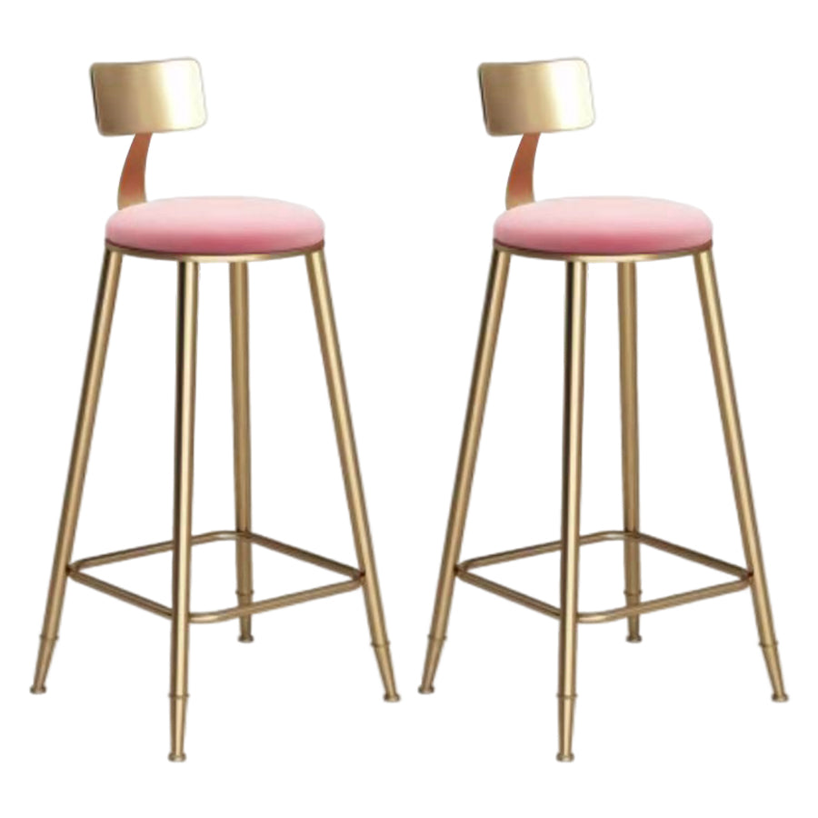 Glam Velvet Low Back Bar Stool Matte Finish Footrest Home Stool Pink 2 Piece Set Clearhalo 'Bar Furniture' 'Bar Stools' 'bar_stools' 'furn' 'furn_bar_stools' 'Furniture' 'furniture_bar_stools' 'Kitchen & Dining Furniture' 4851121