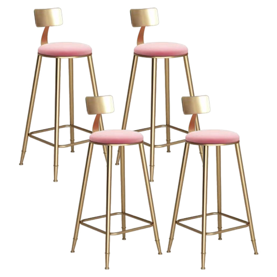 Glam Velvet Low Back Bar Stool Matte Finish Footrest Home Stool Pink 4 Piece Set Clearhalo 'Bar Furniture' 'Bar Stools' 'bar_stools' 'furn' 'furn_bar_stools' 'Furniture' 'furniture_bar_stools' 'Kitchen & Dining Furniture' 4851122