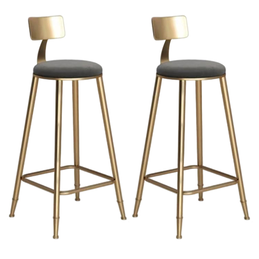 Glam Velvet Low Back Bar Stool Matte Finish Footrest Home Stool Gray 2 Piece Set Clearhalo 'Bar Furniture' 'Bar Stools' 'bar_stools' 'furn' 'furn_bar_stools' 'Furniture' 'furniture_bar_stools' 'Kitchen & Dining Furniture' 4851123