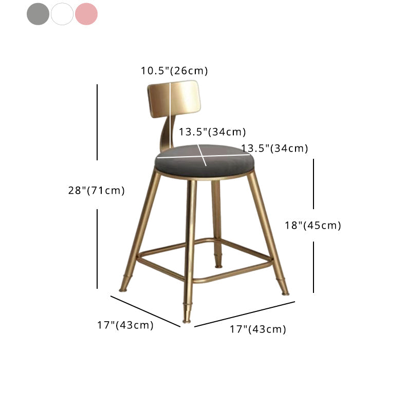 Glam Velvet Low Back Bar Stool Matte Finish Footrest Home Stool Clearhalo 'Bar Furniture' 'Bar Stools' 'bar_stools' 'furn' 'furn_bar_stools' 'Furniture' 'furniture_bar_stools' 'Kitchen & Dining Furniture' 4851127