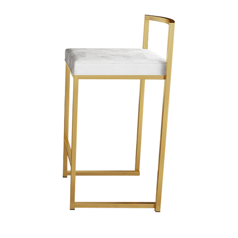 Glam Footrest Upholstered Bar Stool Matte Finish Home Low Back Stool Textured White 1 Piece Clearhalo 'Bar Furniture' 'Bar Stools' 'bar_stools' 'furn' 'furn_bar_stools' 'Furniture' 'furniture_bar_stools' 'Kitchen & Dining Furniture' 4851134
