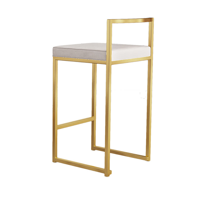 Glam Footrest Upholstered Bar Stool Matte Finish Home Low Back Stool Off-White 1 Piece Clearhalo 'Bar Furniture' 'Bar Stools' 'bar_stools' 'furn' 'furn_bar_stools' 'Furniture' 'furniture_bar_stools' 'Kitchen & Dining Furniture' 4851136
