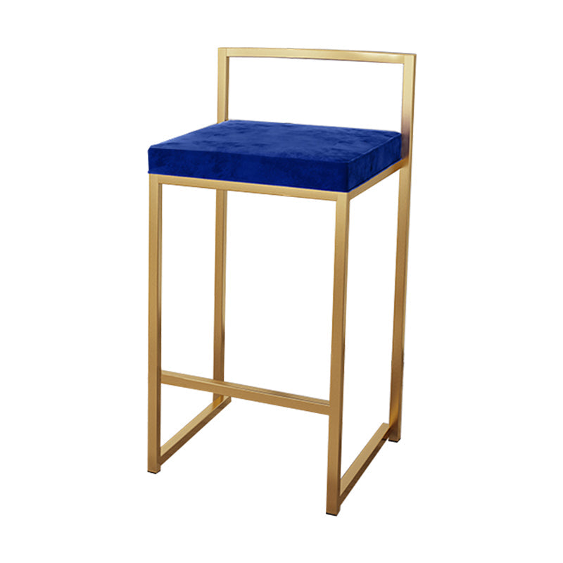 Glam Footrest Upholstered Bar Stool Matte Finish Home Low Back Stool Royal Blue 1 Piece Clearhalo 'Bar Furniture' 'Bar Stools' 'bar_stools' 'furn' 'furn_bar_stools' 'Furniture' 'furniture_bar_stools' 'Kitchen & Dining Furniture' 4851138