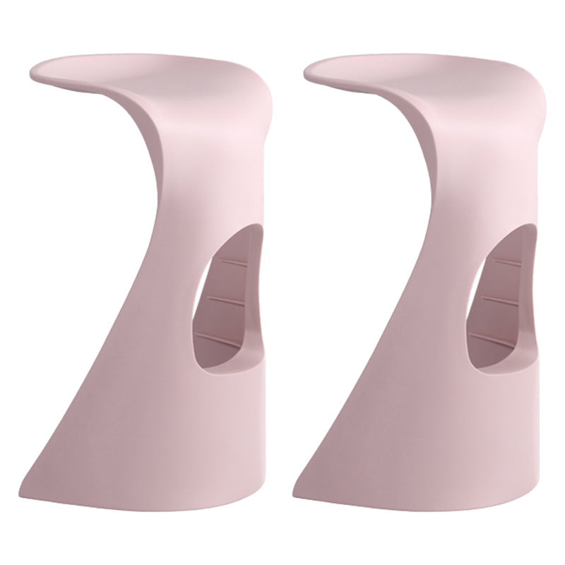 Scandinavian Plastic Barstools for Home Backless Stools with Plastic Base Pink 2 Piece Set Clearhalo 'Bar Furniture' 'Bar Stools' 'bar_stools' 'furn' 'furn_bar_stools' 'Furniture' 'furniture_bar_stools' 'Kitchen & Dining Furniture' 4851146