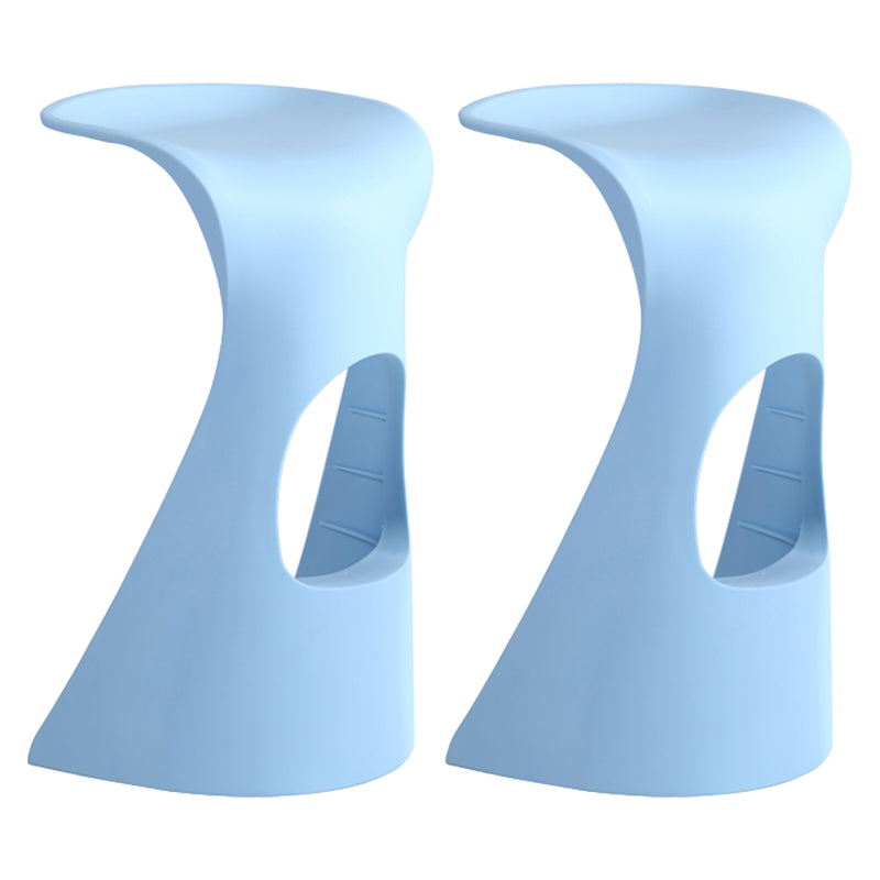 Scandinavian Plastic Barstools for Home Backless Stools with Plastic Base Sky Blue 2 Piece Set Clearhalo 'Bar Furniture' 'Bar Stools' 'bar_stools' 'furn' 'furn_bar_stools' 'Furniture' 'furniture_bar_stools' 'Kitchen & Dining Furniture' 4851155
