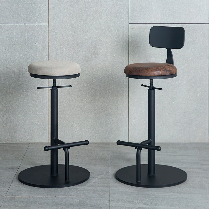 Industrial Adjustable Height Swivel Bar Stool Black Footrest Home Stool Clearhalo 'Bar Furniture' 'Bar Stools' 'bar_stools' 'furn' 'furn_bar_stools' 'Furniture' 'furniture_bar_stools' 'Kitchen & Dining Furniture' 4851226