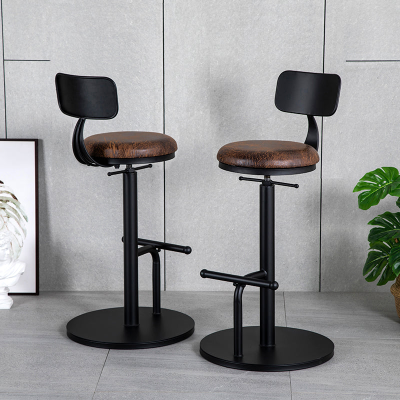 Industrial Adjustable Height Swivel Bar Stool Black Footrest Home Stool Clearhalo 'Bar Furniture' 'Bar Stools' 'bar_stools' 'furn' 'furn_bar_stools' 'Furniture' 'furniture_bar_stools' 'Kitchen & Dining Furniture' 4851230