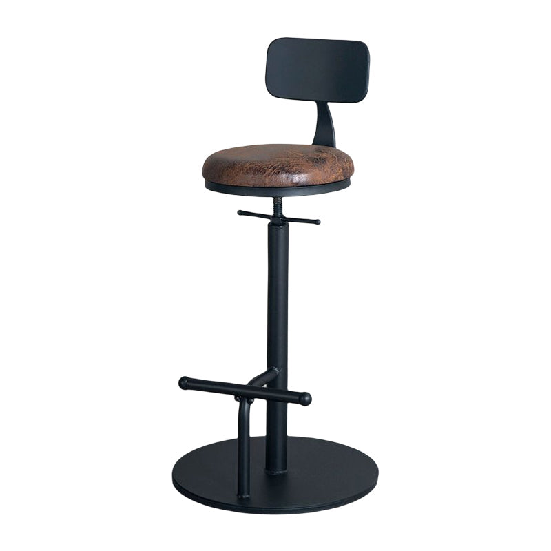 Industrial Adjustable Height Swivel Bar Stool Black Footrest Home Stool Khaki With Back 1 Piece Clearhalo 'Bar Furniture' 'Bar Stools' 'bar_stools' 'furn' 'furn_bar_stools' 'Furniture' 'furniture_bar_stools' 'Kitchen & Dining Furniture' 4851232