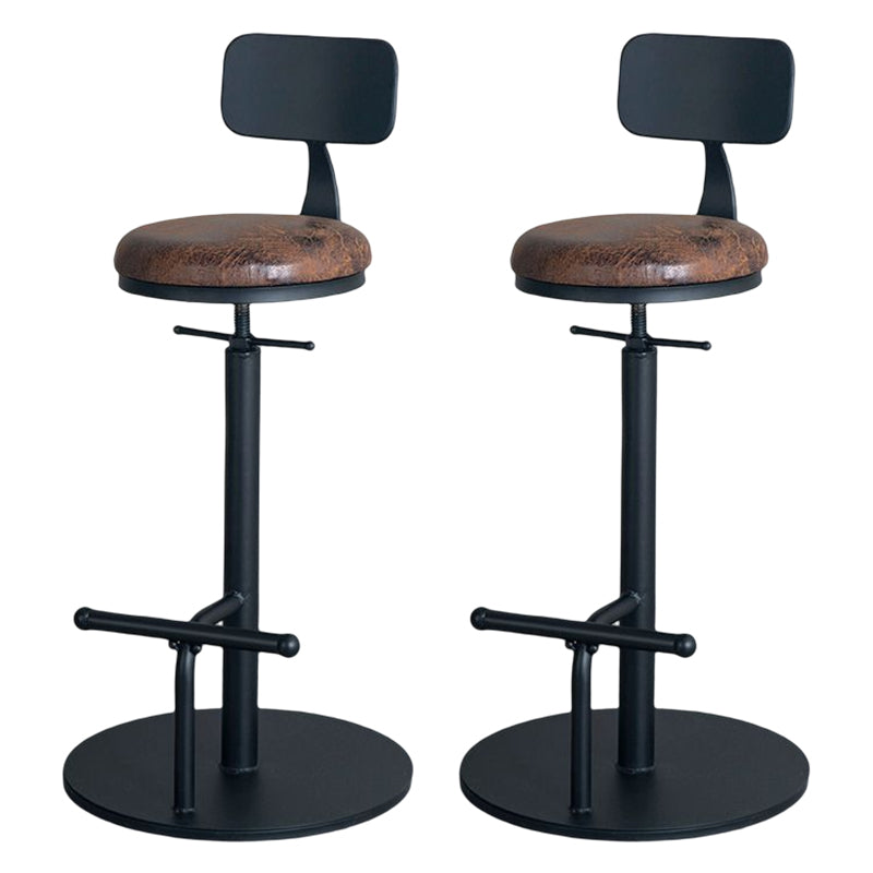 Industrial Adjustable Height Swivel Bar Stool Black Footrest Home Stool Khaki With Back 2 Piece Set Clearhalo 'Bar Furniture' 'Bar Stools' 'bar_stools' 'furn' 'furn_bar_stools' 'Furniture' 'furniture_bar_stools' 'Kitchen & Dining Furniture' 4851235