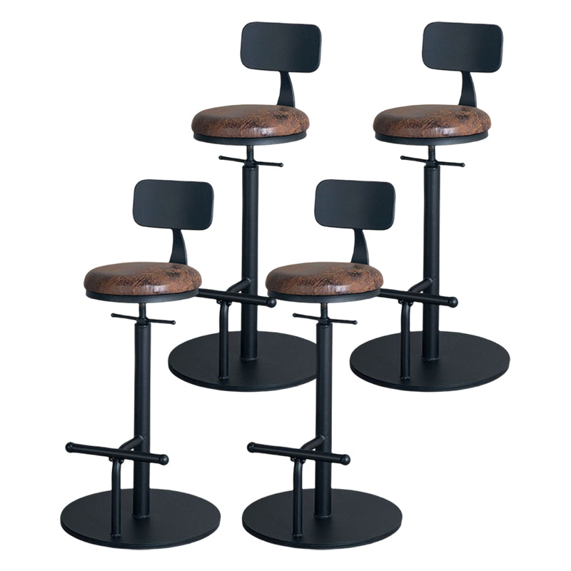 Industrial Adjustable Height Swivel Bar Stool Black Footrest Home Stool Khaki With Back 4 Piece Set Clearhalo 'Bar Furniture' 'Bar Stools' 'bar_stools' 'furn' 'furn_bar_stools' 'Furniture' 'furniture_bar_stools' 'Kitchen & Dining Furniture' 4851237