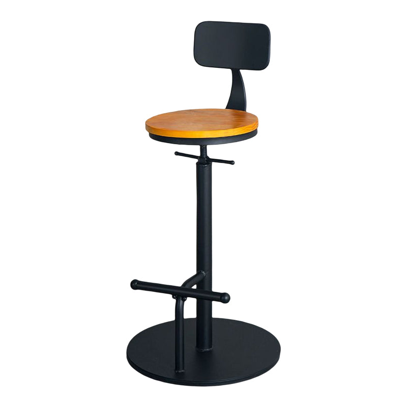 Industrial Adjustable Height Swivel Bar Stool Black Footrest Home Stool Yellow With Back 1 Piece Clearhalo 'Bar Furniture' 'Bar Stools' 'bar_stools' 'furn' 'furn_bar_stools' 'Furniture' 'furniture_bar_stools' 'Kitchen & Dining Furniture' 4851239
