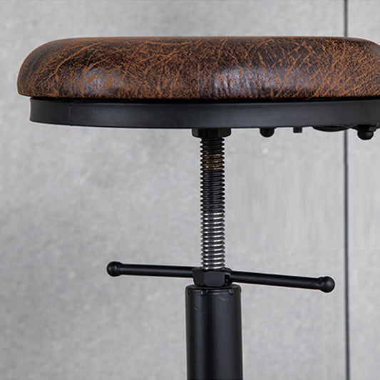 Industrial Adjustable Height Swivel Bar Stool Black Footrest Home Stool Clearhalo 'Bar Furniture' 'Bar Stools' 'bar_stools' 'furn' 'furn_bar_stools' 'Furniture' 'furniture_bar_stools' 'Kitchen & Dining Furniture' 4851240