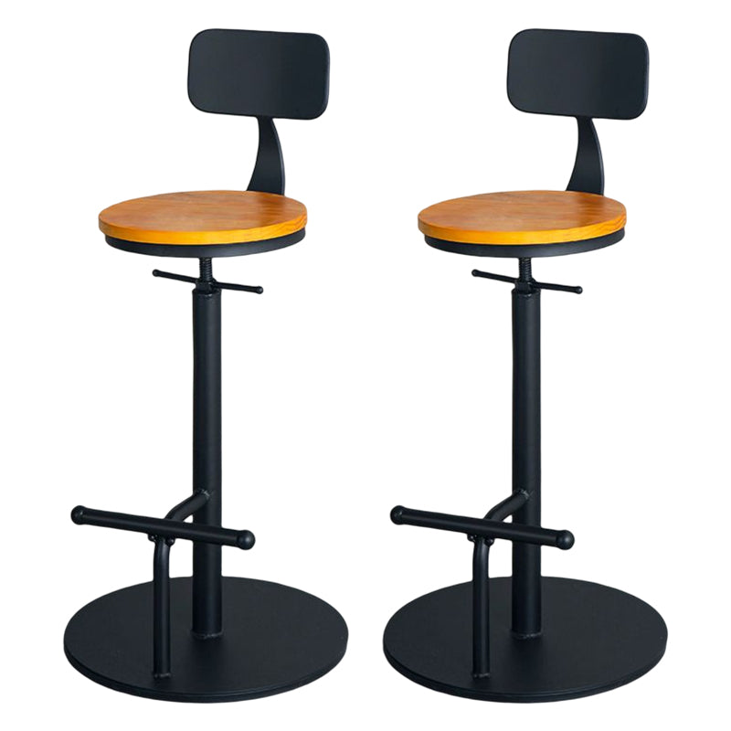 Industrial Adjustable Height Swivel Bar Stool Black Footrest Home Stool Yellow With Back 2 Piece Set Clearhalo 'Bar Furniture' 'Bar Stools' 'bar_stools' 'furn' 'furn_bar_stools' 'Furniture' 'furniture_bar_stools' 'Kitchen & Dining Furniture' 4851241