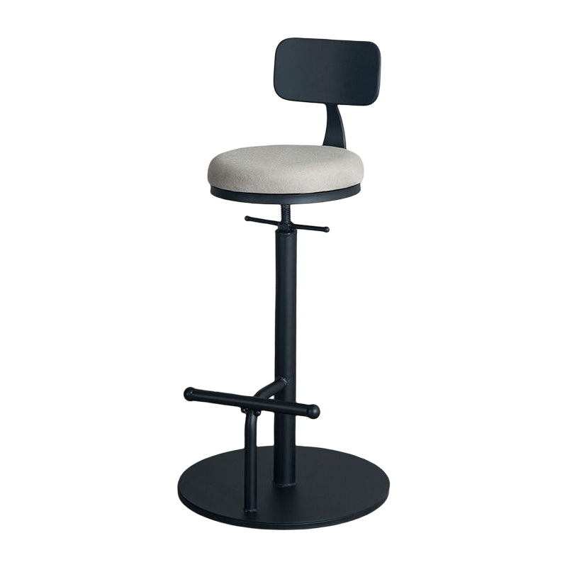 Industrial Adjustable Height Swivel Bar Stool Black Footrest Home Stool Gray With Back 1 Piece Clearhalo 'Bar Furniture' 'Bar Stools' 'bar_stools' 'furn' 'furn_bar_stools' 'Furniture' 'furniture_bar_stools' 'Kitchen & Dining Furniture' 4851243