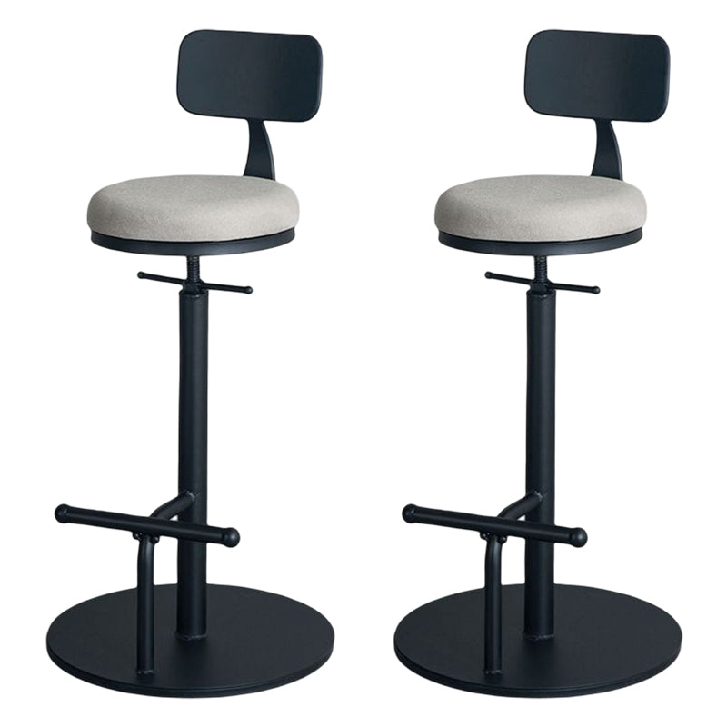 Industrial Adjustable Height Swivel Bar Stool Black Footrest Home Stool Gray With Back 2 Piece Set Clearhalo 'Bar Furniture' 'Bar Stools' 'bar_stools' 'furn' 'furn_bar_stools' 'Furniture' 'furniture_bar_stools' 'Kitchen & Dining Furniture' 4851244