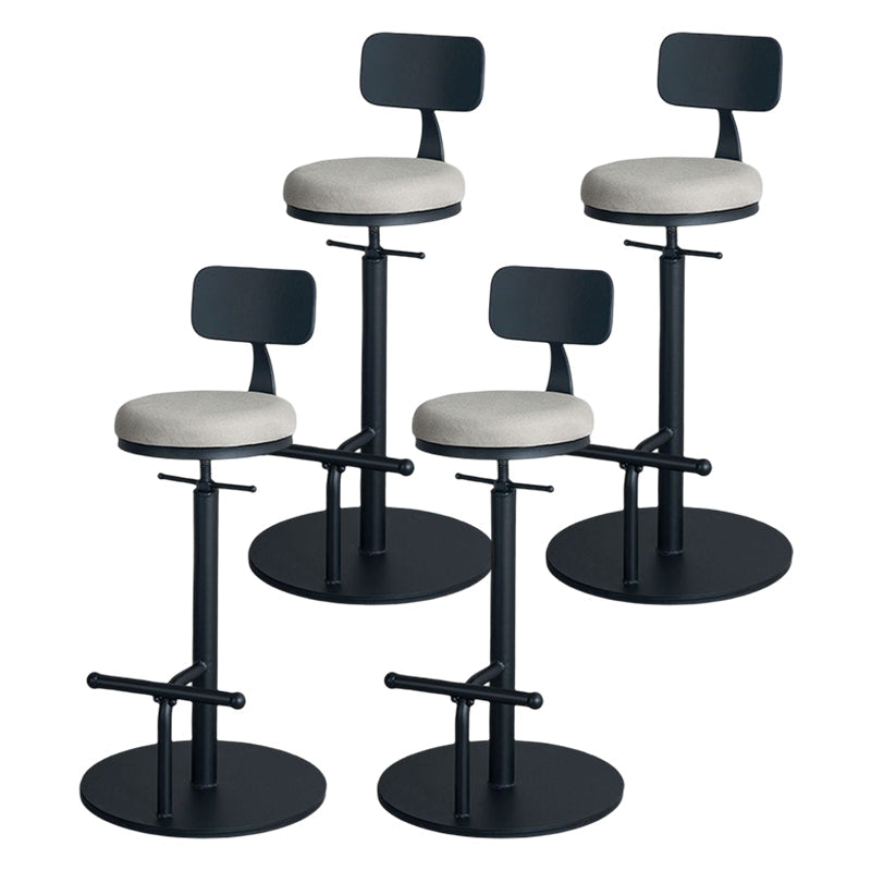 Industrial Adjustable Height Swivel Bar Stool Black Footrest Home Stool Gray With Back 4 Piece Set Clearhalo 'Bar Furniture' 'Bar Stools' 'bar_stools' 'furn' 'furn_bar_stools' 'Furniture' 'furniture_bar_stools' 'Kitchen & Dining Furniture' 4851245