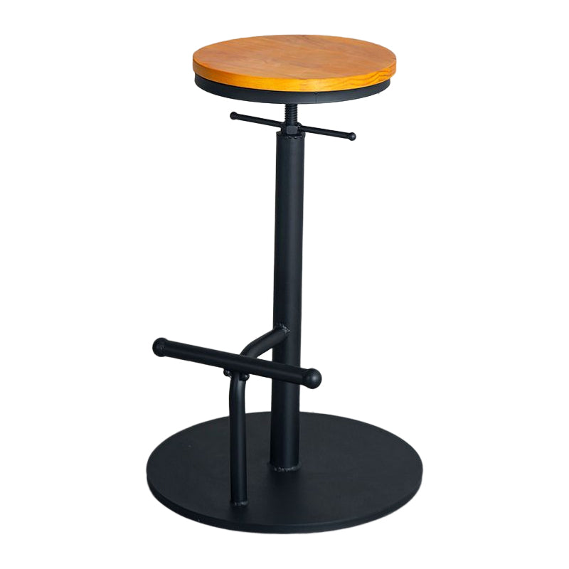 Industrial Adjustable Height Swivel Bar Stool Black Footrest Home Stool Yellow Backless 1 Piece Clearhalo 'Bar Furniture' 'Bar Stools' 'bar_stools' 'furn' 'furn_bar_stools' 'Furniture' 'furniture_bar_stools' 'Kitchen & Dining Furniture' 4851246