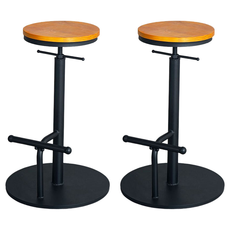 Industrial Adjustable Height Swivel Bar Stool Black Footrest Home Stool Yellow Backless 2 Piece Set Clearhalo 'Bar Furniture' 'Bar Stools' 'bar_stools' 'furn' 'furn_bar_stools' 'Furniture' 'furniture_bar_stools' 'Kitchen & Dining Furniture' 4851247