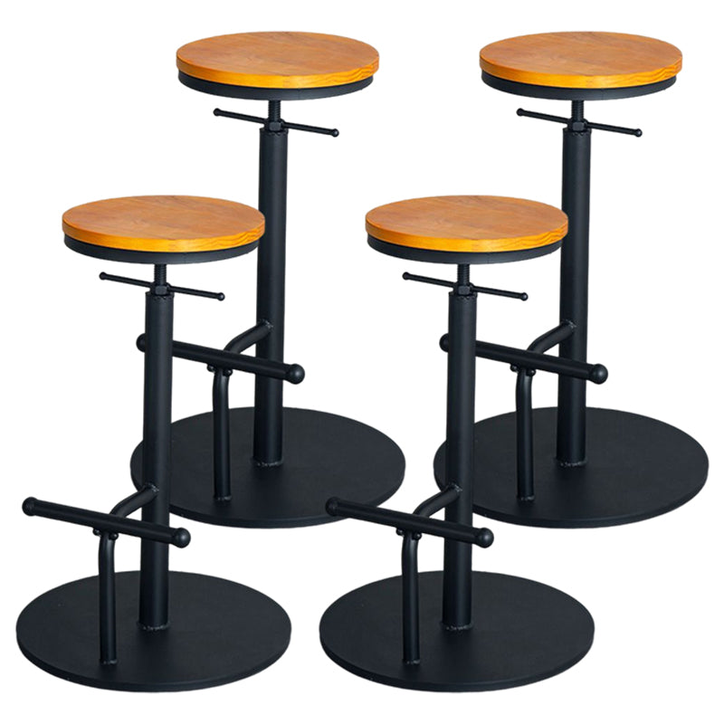 Industrial Adjustable Height Swivel Bar Stool Black Footrest Home Stool Yellow Backless 4 Piece Set Clearhalo 'Bar Furniture' 'Bar Stools' 'bar_stools' 'furn' 'furn_bar_stools' 'Furniture' 'furniture_bar_stools' 'Kitchen & Dining Furniture' 4851248