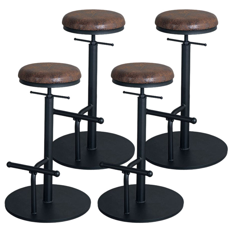 Industrial Adjustable Height Swivel Bar Stool Black Footrest Home Stool Khaki Backless 4 Piece Set Clearhalo 'Bar Furniture' 'Bar Stools' 'bar_stools' 'furn' 'furn_bar_stools' 'Furniture' 'furniture_bar_stools' 'Kitchen & Dining Furniture' 4851251