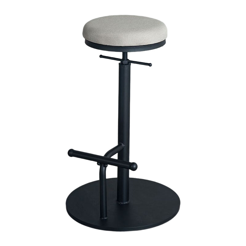 Industrial Adjustable Height Swivel Bar Stool Black Footrest Home Stool Gray Backless 1 Piece Clearhalo 'Bar Furniture' 'Bar Stools' 'bar_stools' 'furn' 'furn_bar_stools' 'Furniture' 'furniture_bar_stools' 'Kitchen & Dining Furniture' 4851255