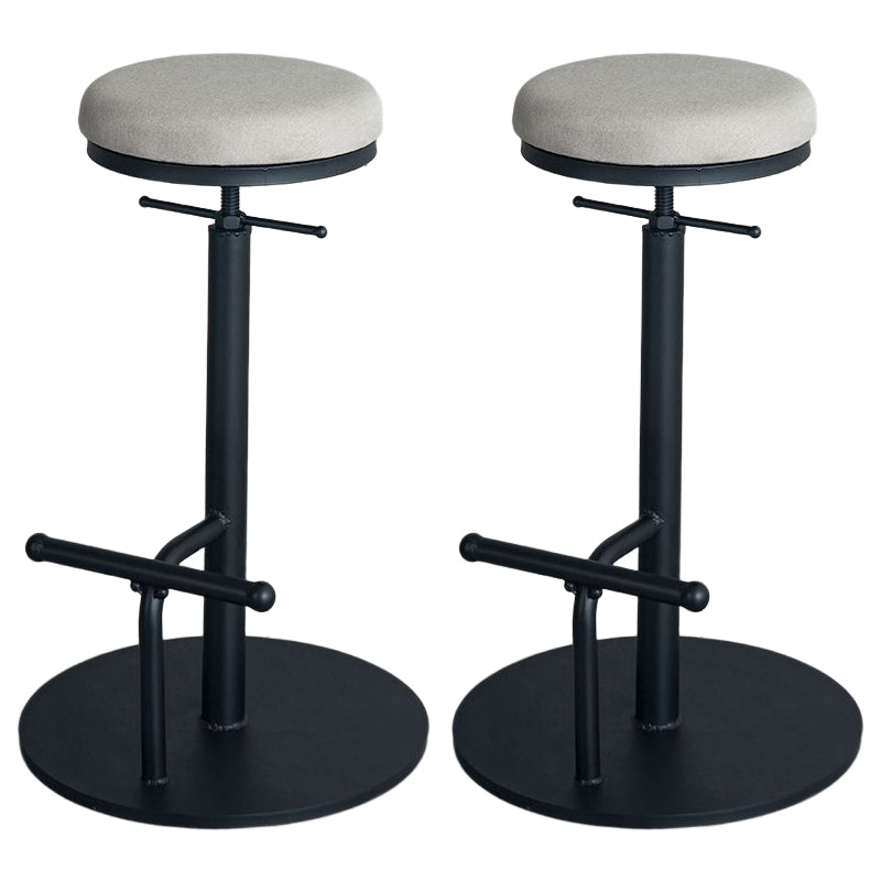 Industrial Adjustable Height Swivel Bar Stool Black Footrest Home Stool Gray Backless 2 Piece Set Clearhalo 'Bar Furniture' 'Bar Stools' 'bar_stools' 'furn' 'furn_bar_stools' 'Furniture' 'furniture_bar_stools' 'Kitchen & Dining Furniture' 4851256