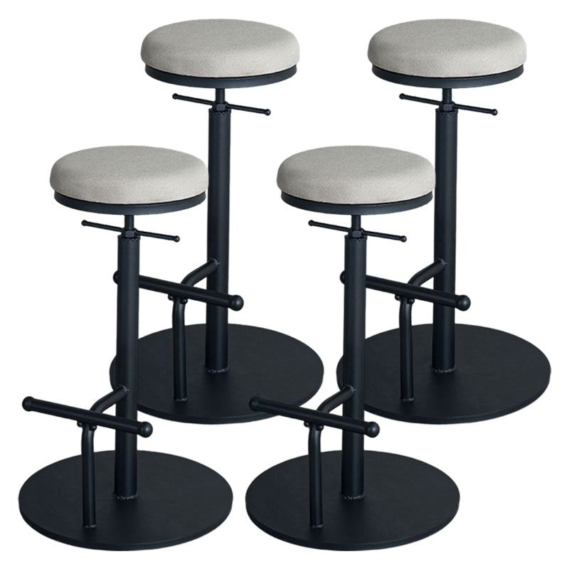 Industrial Adjustable Height Swivel Bar Stool Black Footrest Home Stool Gray Backless 4 Piece Set Clearhalo 'Bar Furniture' 'Bar Stools' 'bar_stools' 'furn' 'furn_bar_stools' 'Furniture' 'furniture_bar_stools' 'Kitchen & Dining Furniture' 4851257