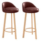 Glam Matte Finish Upholstered Footrest Bar Stool 27.55'' Reception Stool Brown Natural 2 Piece Set Clearhalo 'Bar Furniture' 'Bar Stools' 'bar_stools' 'furn' 'furn_bar_stools' 'Furniture' 'furniture_bar_stools' 'Kitchen & Dining Furniture' 4851262