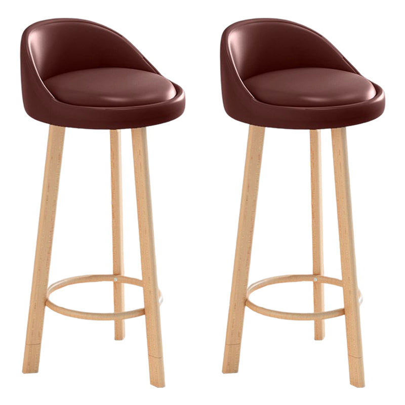 Glam Matte Finish Upholstered Footrest Bar Stool 27.55'' Reception Stool Brown Natural 2 Piece Set Clearhalo 'Bar Furniture' 'Bar Stools' 'bar_stools' 'furn' 'furn_bar_stools' 'Furniture' 'furniture_bar_stools' 'Kitchen & Dining Furniture' 4851262