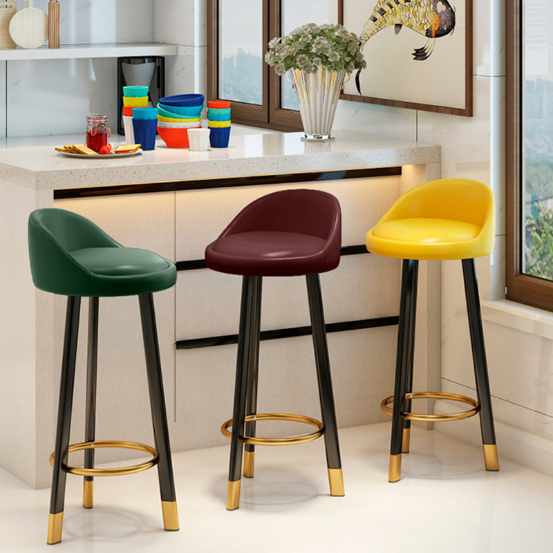 Glam Matte Finish Upholstered Footrest Bar Stool 27.55'' Reception Stool Clearhalo 'Bar Furniture' 'Bar Stools' 'bar_stools' 'furn' 'furn_bar_stools' 'Furniture' 'furniture_bar_stools' 'Kitchen & Dining Furniture' 4851265