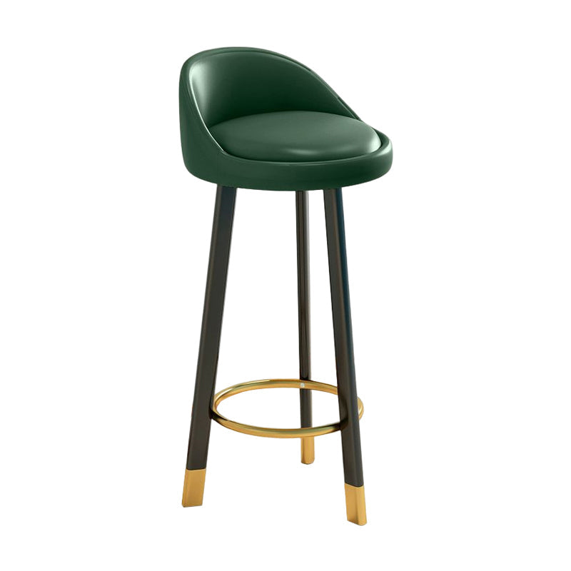 Glam Matte Finish Upholstered Footrest Bar Stool 27.55'' Reception Stool Blackish Green Black 1 Piece Clearhalo 'Bar Furniture' 'Bar Stools' 'bar_stools' 'furn' 'furn_bar_stools' 'Furniture' 'furniture_bar_stools' 'Kitchen & Dining Furniture' 4851266