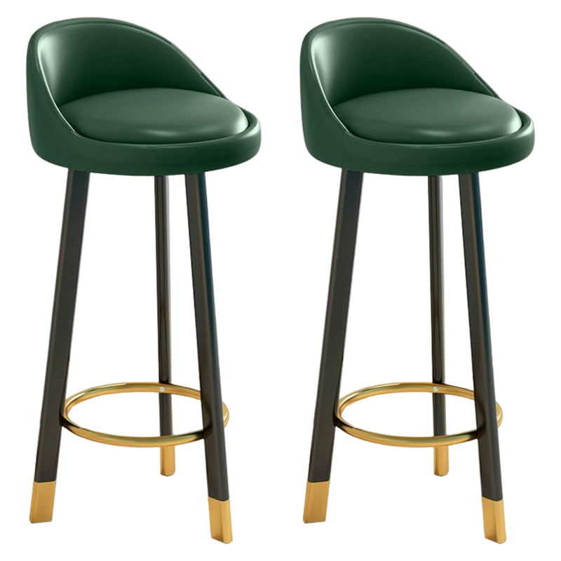 Glam Matte Finish Upholstered Footrest Bar Stool 27.55'' Reception Stool Blackish Green Black 2 Piece Set Clearhalo 'Bar Furniture' 'Bar Stools' 'bar_stools' 'furn' 'furn_bar_stools' 'Furniture' 'furniture_bar_stools' 'Kitchen & Dining Furniture' 4851269