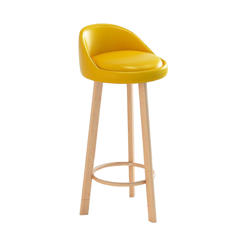 Glam Matte Finish Upholstered Footrest Bar Stool 27.55'' Reception Stool Yellow Natural 1 Piece Clearhalo 'Bar Furniture' 'Bar Stools' 'bar_stools' 'furn' 'furn_bar_stools' 'Furniture' 'furniture_bar_stools' 'Kitchen & Dining Furniture' 4851273
