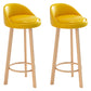 Glam Matte Finish Upholstered Footrest Bar Stool 27.55'' Reception Stool Yellow Natural 2 Piece Set Clearhalo 'Bar Furniture' 'Bar Stools' 'bar_stools' 'furn' 'furn_bar_stools' 'Furniture' 'furniture_bar_stools' 'Kitchen & Dining Furniture' 4851274