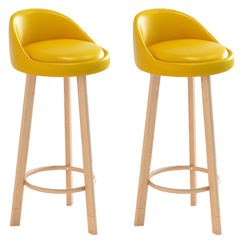 Glam Matte Finish Upholstered Footrest Bar Stool 27.55'' Reception Stool Yellow Natural 2 Piece Set Clearhalo 'Bar Furniture' 'Bar Stools' 'bar_stools' 'furn' 'furn_bar_stools' 'Furniture' 'furniture_bar_stools' 'Kitchen & Dining Furniture' 4851274