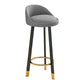Glam Matte Finish Upholstered Footrest Bar Stool 27.55'' Reception Stool Grey Black 1 Piece Clearhalo 'Bar Furniture' 'Bar Stools' 'bar_stools' 'furn' 'furn_bar_stools' 'Furniture' 'furniture_bar_stools' 'Kitchen & Dining Furniture' 4851276