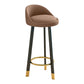 Glam Matte Finish Upholstered Footrest Bar Stool 27.55'' Reception Stool Coffee Black 1 Piece Clearhalo 'Bar Furniture' 'Bar Stools' 'bar_stools' 'furn' 'furn_bar_stools' 'Furniture' 'furniture_bar_stools' 'Kitchen & Dining Furniture' 4851279