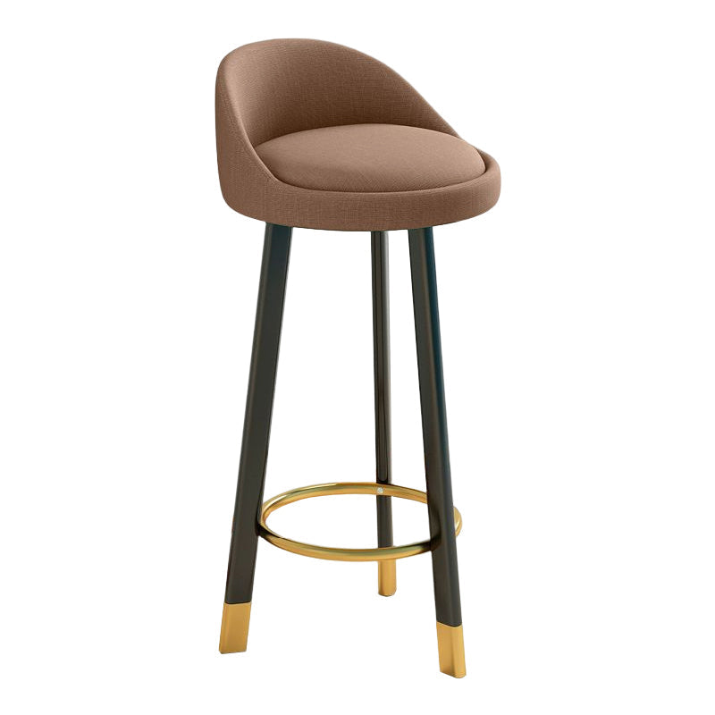 Glam Matte Finish Upholstered Footrest Bar Stool 27.55'' Reception Stool Coffee Black 1 Piece Clearhalo 'Bar Furniture' 'Bar Stools' 'bar_stools' 'furn' 'furn_bar_stools' 'Furniture' 'furniture_bar_stools' 'Kitchen & Dining Furniture' 4851279