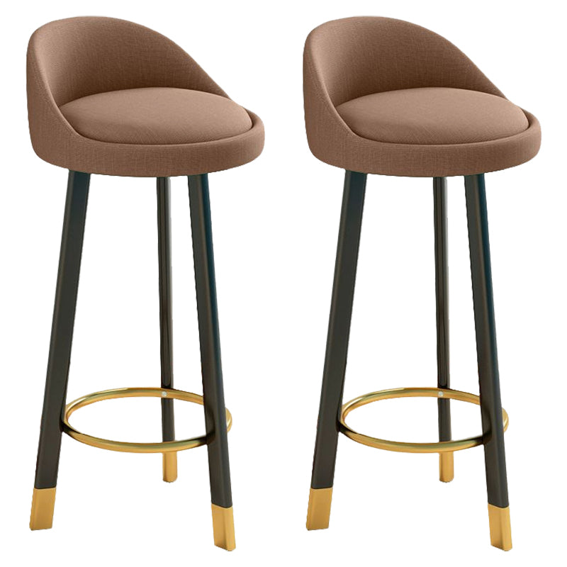 Glam Matte Finish Upholstered Footrest Bar Stool 27.55'' Reception Stool Coffee Black 2 Piece Set Clearhalo 'Bar Furniture' 'Bar Stools' 'bar_stools' 'furn' 'furn_bar_stools' 'Furniture' 'furniture_bar_stools' 'Kitchen & Dining Furniture' 4851280